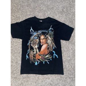Vintage USA Thunder T Shirt Native American Wolf Lightning 90s Sz Large